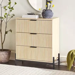 Coastal Oak Reeded 3-Drawer Dresser