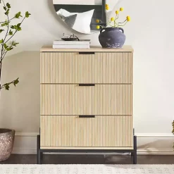 Coastal Oak Reeded 3-Drawer Dresser