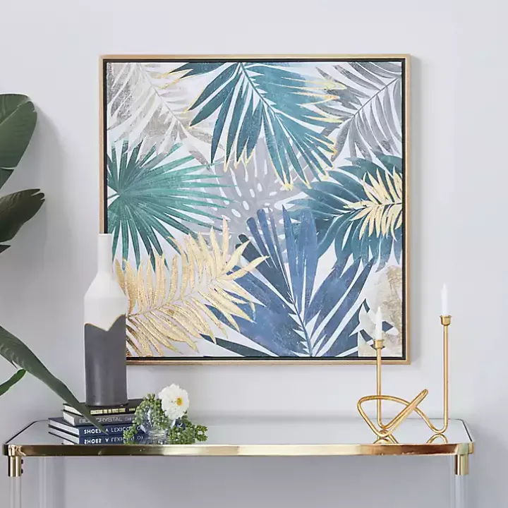 Coastal Palms Framed Canvas Art Print