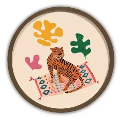 Colorful Tiger Round Framed Wall Art