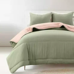 Coral & Sage Reversible 3-pc. Queen Comforter Set