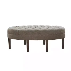 Cory Tufted Beige Linen Ottoman