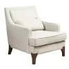 Cream and White Contrast Welting Accent Chair