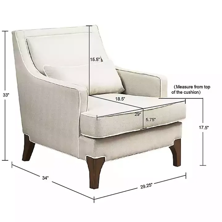 Cream and White Contrast Welting Accent Chair