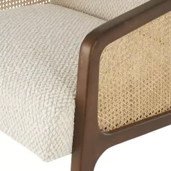 Cream Boucle & Rattan Accent Chair