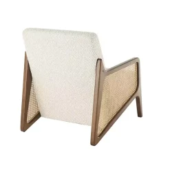 Cream Boucle & Rattan Accent Chair