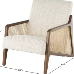 Cream Boucle & Rattan Accent Chair