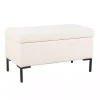 Cream Boucle Black Metal Storage Bench