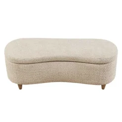Cream Boucle Flip-Top Storage Bench