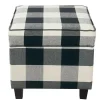 Cream Buffalo Plaid Upholstered Storage Ottoman