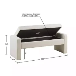 Cream Button Tufted Upholstered Storage Bench