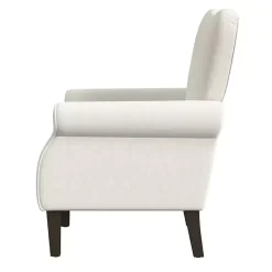 Cream Button-Tufted Rolled Arm Accent Chair