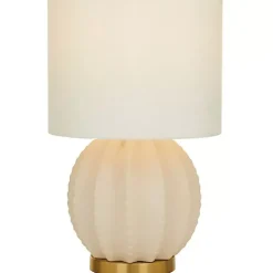 Cream Ceramic Fluted Gourd Table Lamp