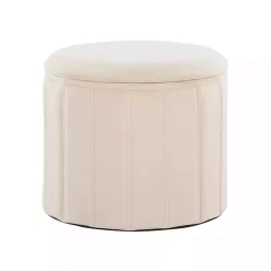 Cream Collapsible Storage Ottoman