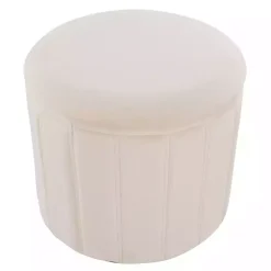 Cream Collapsible Storage Ottoman