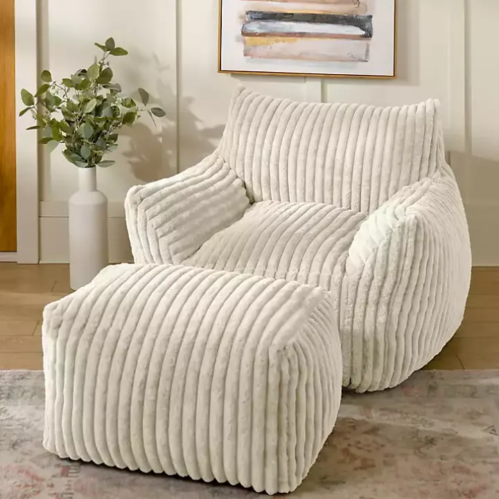Cream Comfy Foam Lounge Ottoman