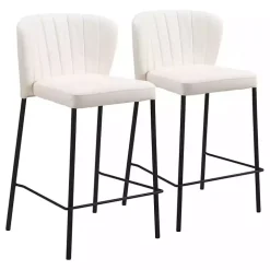 Cream Faux Leather Liddy Counter Stools, Set of 2