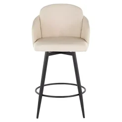 Cream Faux Leather Swivel Counter Stools, Set of 2