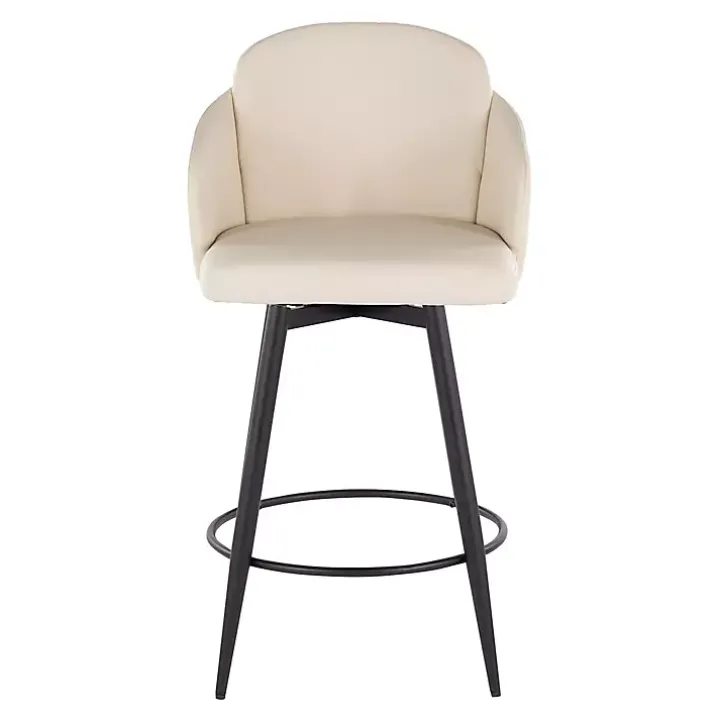 Cream Faux Leather Swivel Counter Stools, Set of 2