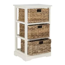 Cream Hailey Wicker Basket Storage Accent Table