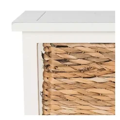 Cream Hailey Wicker Basket Storage Accent Table
