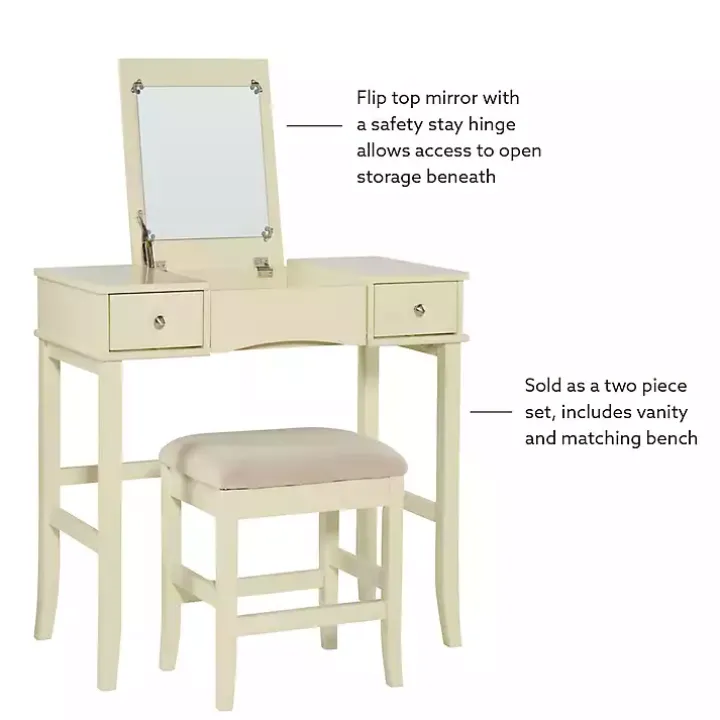 Cream Jennifer Flip-Top 2-pc. Vanity Set