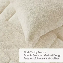 Cream Quilted Teddy 3-pc. Full/Queen Comforter Set