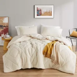 Cream Quilted Teddy 3-pc. King Comforter Set