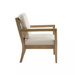 Cream Slatted Wood Accent Chair