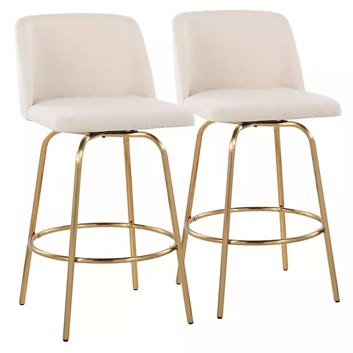 Cream Torino Gold Leg Counter Stools, Set of 2