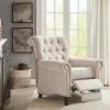 Cream Tufted Back Nailhead Trim Recliner Armchair