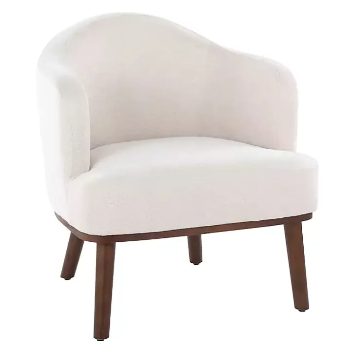 Cream Upholstered Midcentury Modern Accent Chair