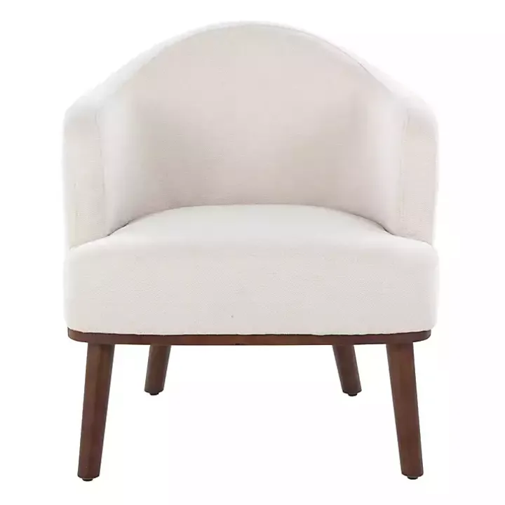 Cream Upholstered Midcentury Modern Accent Chair