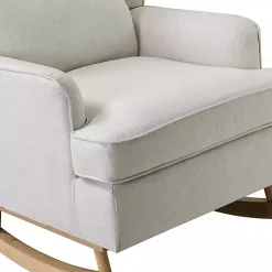 Cream Upholstered Wingback Rocking Chair