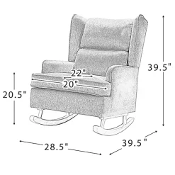 Cream Upholstered Wingback Rocking Chair