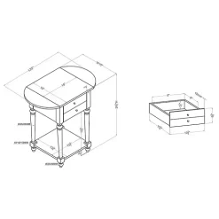 Cream Wood 2-Drawer Drop Leaf Side Table