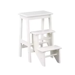 Cream Wooden 3-Level Step Stool