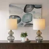 Curved Gray Glass Table Lamps, Set of 2