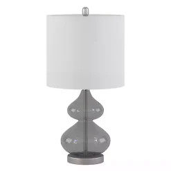 Curved Gray Glass Table Lamps, Set of 2