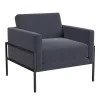 Dark Blue Velvet Black Metal Accent Chair