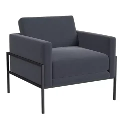 Dark Blue Velvet Black Metal Accent Chair