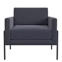 Dark Blue Velvet Black Metal Accent Chair