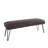 Dark Brown Leather Tufted Panel Bench