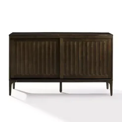 Dark Brown Slatted Sliding Door Sideboard