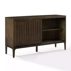 Dark Brown Slatted Sliding Door Sideboard