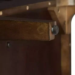 Dark Brown Slatted Sliding Door Sideboard