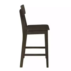 Dark Brown Wood Open Back Counter Stool