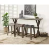 Dark Brown Wooden Trestle Counter Table, 72 in.