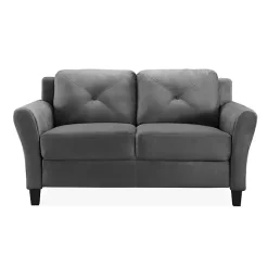 Dark Gray Kelly Microfiber Rolled Arm Loveseat