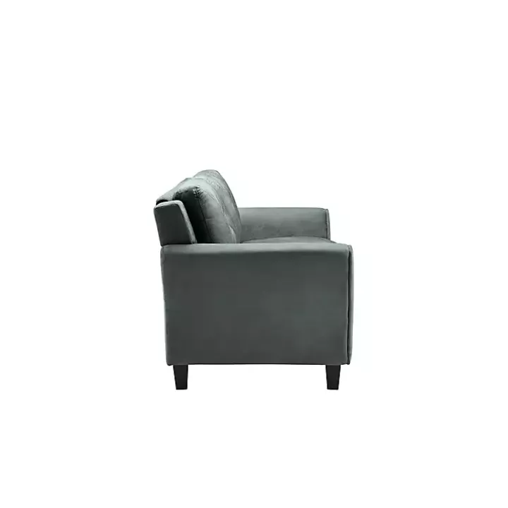 Dark Gray Kelly Microfiber Rolled Arm Loveseat